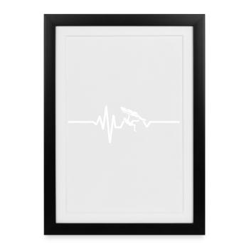 Battement de cœur en bloc – l’escalade, c’est la passion - Affiche encadrée (27 × 37 cm) - noir - Devant