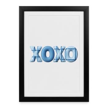 Look patchwork XOXO avec look tissu - Affiche encadrée (27 × 37 cm) - noir - Devant