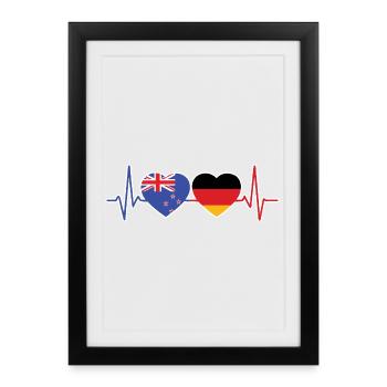 Nouvelle-Zélande Allemagne Néo-Zélandaise Allemand - Affiche encadrée (27 × 37 cm) - noir - Devant