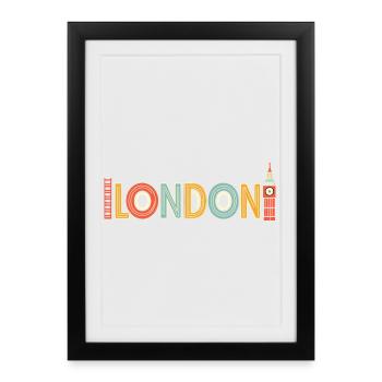 Londres rétro multicolore - Affiche encadrée (27 × 37 cm) - noir - Devant