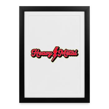 Heavy Metal Lightning Bolt Script-Logo - Gerahmtes Poster (27 × 37 cm) - Schwarz - Vorne