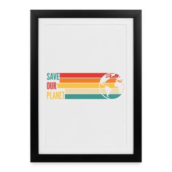 Save Our Planet Shirt Retro Environment - Framed poster (27 × 37 cm) - black - Front