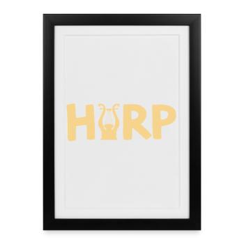 Harpe Lyre Music Lover Graphic - Affiche encadrée (27 × 37 cm) - noir - Devant
