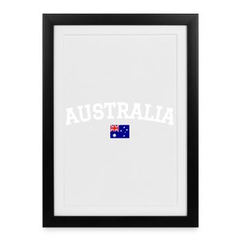 Drapeau australien : Dessin blanc - Affiche encadrée (27 × 37 cm) - noir - Devant