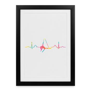 Vertikaltuch Heartbeat Luftakrobatik Aerial Silk - Gerahmtes Poster (27 × 37 cm) - Schwarz - Vorne