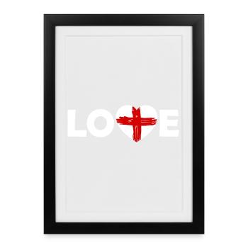 Love mit rotem Kreuz-Herz England - Affiche encadrée (27 × 37 cm) - noir - Devant