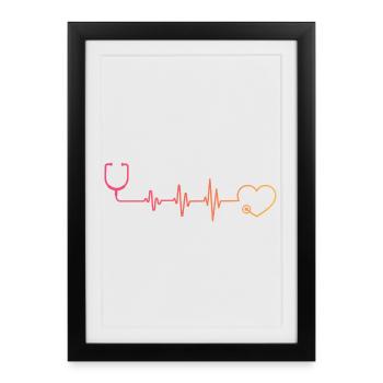 Stethoscope Nurse Sunset heartbeat Doctor - Framed poster (27 × 37 cm) - black - Front