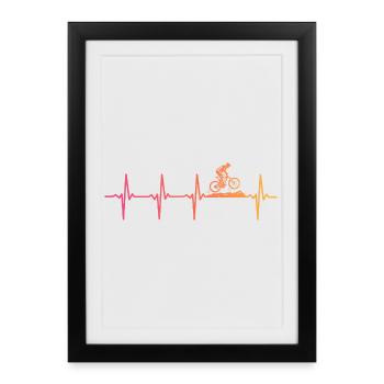 Mountain Bike Sunset Heartbeat MTB - Framed poster (27 × 37 cm) - black - Front