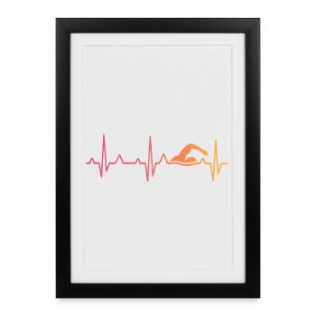 Swim Swim Sunset Heartbeat - Framed poster (27 × 37 cm) - black - Front