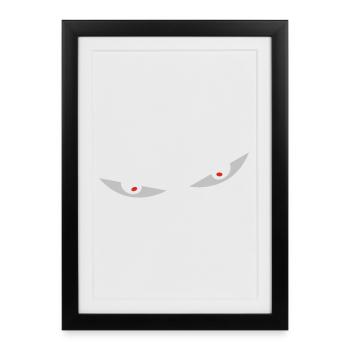 yeux de bande dessinée des yeux smiley - Affiche encadrée (27 × 37 cm) - noir - Devant