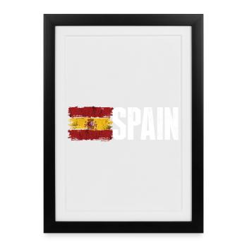 Espagne Typographie du drapeau grunge - Affiche encadrée (27 × 37 cm) - noir - Devant