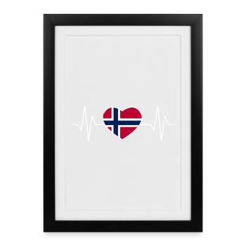 Norvège Heartbeat - Affiche encadrée (27 × 37 cm) - noir - Devant