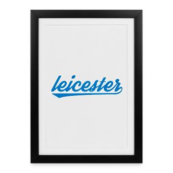Leicester Blue Script Design - Framed poster (27 × 37 cm) - black - Front