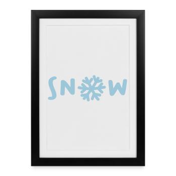 Neige Neige Ski Vacances Quota Noël Hiver - Affiche encadrée (27 × 37 cm) - noir - Devant