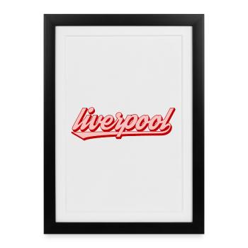 Description graphique rouge des lettrages Liverpool : Gesc - Affiche encadrée (27 × 37 cm) - noir - Devant