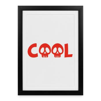 Crâne et cool (rouge) - Affiche encadrée (27 × 37 cm) - noir - Devant