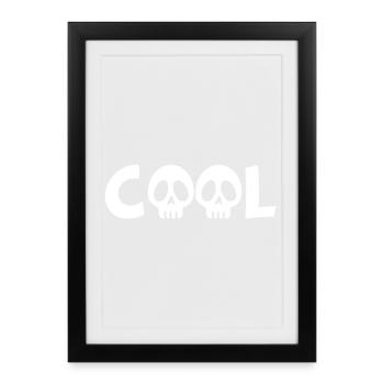 Crâne et cool (blanc) - Affiche encadrée (27 × 37 cm) - noir - Devant