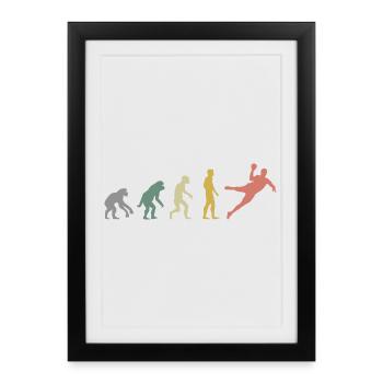retro evolution handball Symbol Farben Sport Logo - Gerahmtes Poster (27 × 37 cm) - Schwarz - Vorne