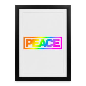 Typo PEACE Arc-en-ciel - Affiche encadrée (27 × 37 cm) - noir - Devant
