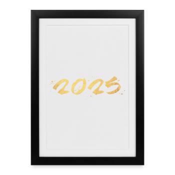2025 Graffiti Or Nouvel An Bonne Année - Affiche encadrée (27 × 37 cm) - noir - Devant
