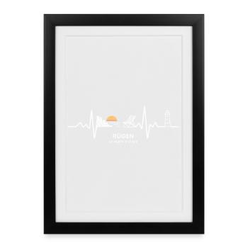 Rügen Heartbeat Baltic Sea Love - Framed poster (27 × 37 cm) - black - Front