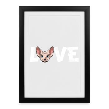 Sphynx Cat Love Hairless Kitten Art Cat Mom Dad - Framed poster (27 × 37 cm) - black - Front