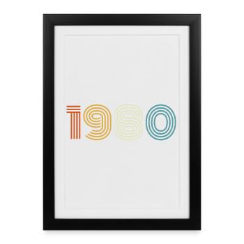 1980 Cadeau 1980 Vintage 1980 - Affiche encadrée (27 × 37 cm) - noir - Devant