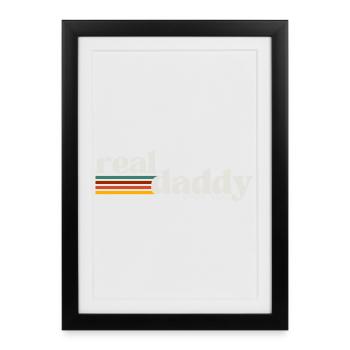 Vrai papa, paternité style rétro - Affiche encadrée (27 × 37 cm) - noir - Devant