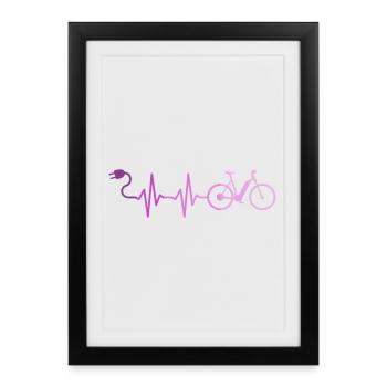 Cyclistes E-Bike Femmes - Affiche encadrée (27 × 37 cm) - noir - Devant
