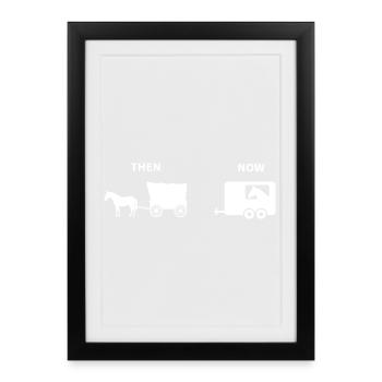 Parodie drôle de calèche de chevaux Conception historique - Affiche encadrée (27 × 37 cm) - noir - Devant