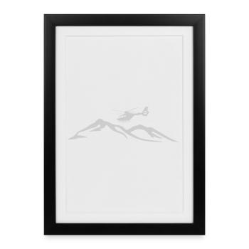 Hubschrauber Berge Pilot - Gerahmtes Poster (27 × 37 cm) - Schwarz - Vorne