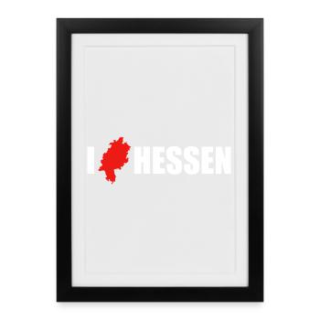 I Love Hessen - Gerahmtes Poster (27 × 37 cm) - Schwarz - Vorne