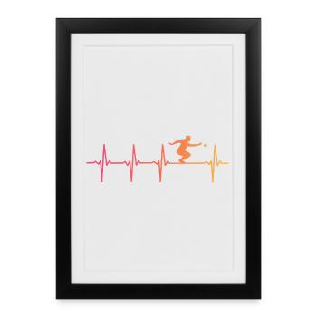 Pétanque Sunset battements de coeur bouliste - Affiche encadrée (27 × 37 cm) - noir - Devant