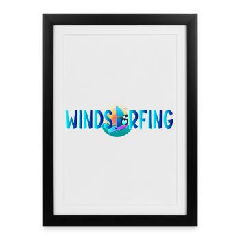 Windsurfing Penguin - Framed poster (27 × 37 cm) - black - Front