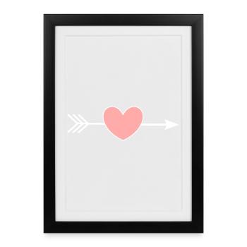 Pink Heart Arrow Hearts Gift Valentine's Day - Framed poster (27 × 37 cm) - black - Front