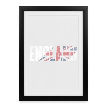 Angleterre Union Jack Typographie - Affiche encadrée (27 × 37 cm) - noir - Devant