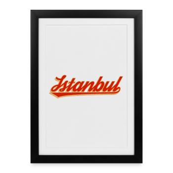 Logo rétro d’Istanbul - Affiche encadrée (27 × 37 cm) - noir - Devant