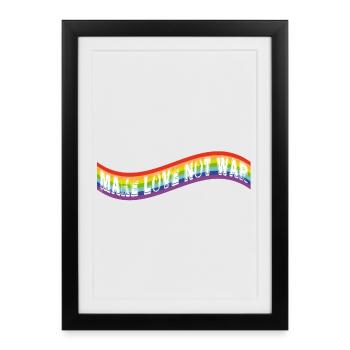 Faites l’amour, pas la guerre | Drapeau arc-en-ciel - Affiche encadrée (27 × 37 cm) - noir - Devant