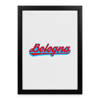 Bologna Neon Script Logo - Gerahmtes Poster (27 × 37 cm) - Schwarz - Vorne