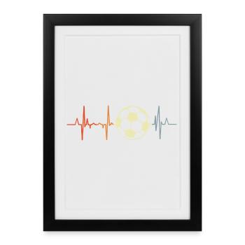 Football Palpitations cardiaques - Affiche encadrée (27 × 37 cm) - noir - Devant