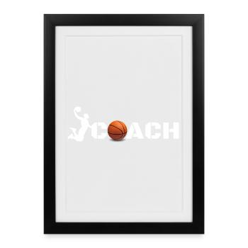 Silhouette d’entraîneur de basket-ball - Affiche encadrée (27 × 37 cm) - noir - Devant