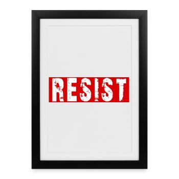 Resist Distressed Protest Typography - Framed poster (27 × 37 cm) - black - Front