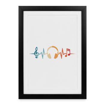 Music DJ Musician Headphones Heartbeat - Framed poster (27 × 37 cm) - black - Front