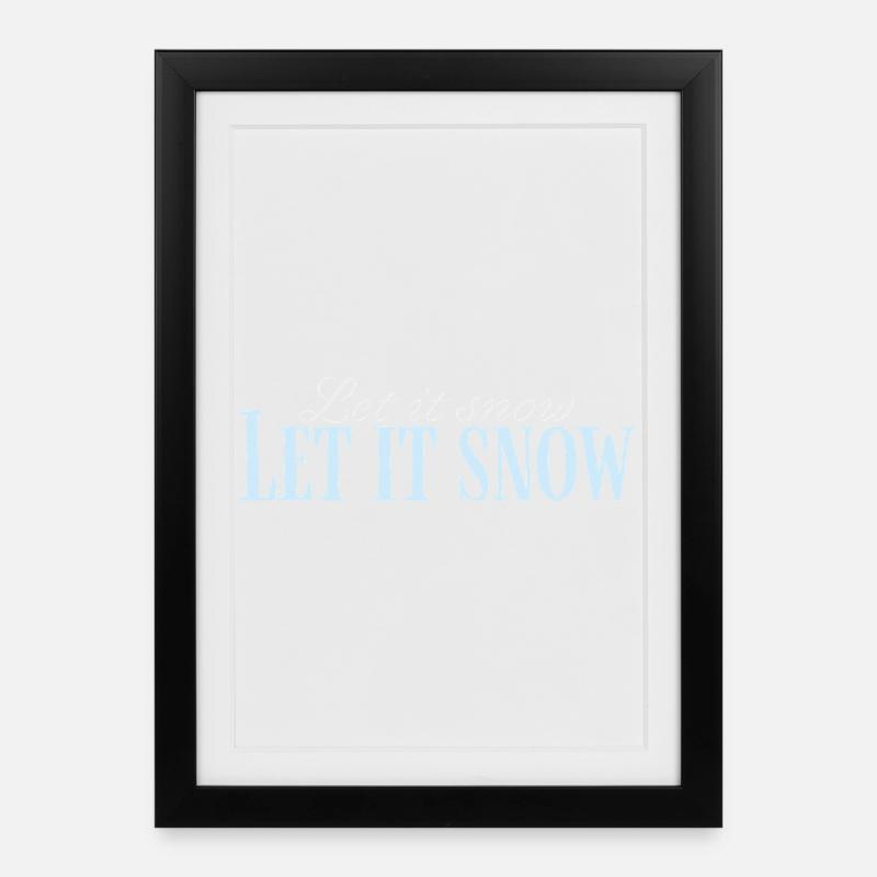 Let It Snow Script Bleu Glacé - Affiche encadrée (27 × 37 cm) - noir