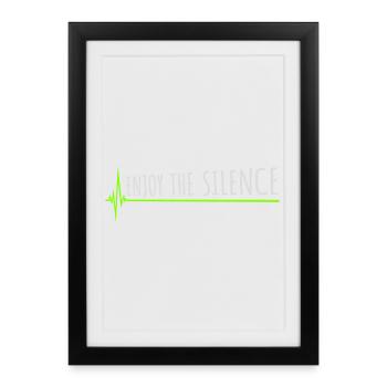 Enjoy The Silence Saying Calm Silence Introvert - Framed poster (27 × 37 cm) - black - Front