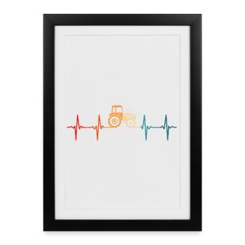 Farmer Herzschlagtraktor - Gerahmtes Poster (27 × 37 cm) - Schwarz - Vorne
