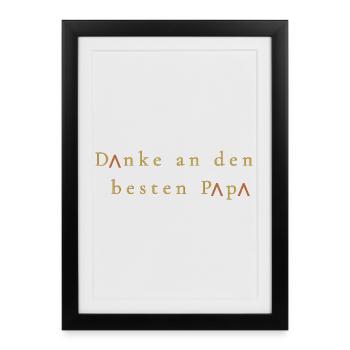 Danke an den besten Papa - Gerahmtes Poster (27 × 37 cm) - Schwarz - Vorne
