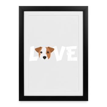 Jack Russell Liebeshund-Mama Papa-Besitzer Geschenk Niedlich - Gerahmtes Poster (27 × 37 cm) - Schwarz - Vorne