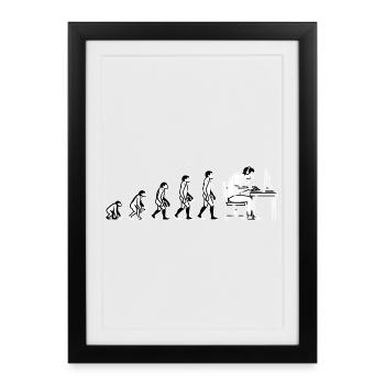 Evolution ends at the computer – Humor Design - Framed poster (27 × 37 cm) - black - Front