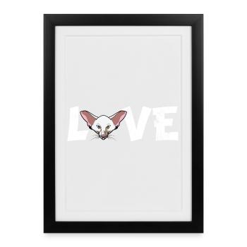 Oriental Shorthair Cat Love Silhouette Portrait - Framed poster (27 × 37 cm) - black - Front